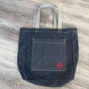 AG Blue Denim Large Tote embroidered Logo w/Read threads - Like a New